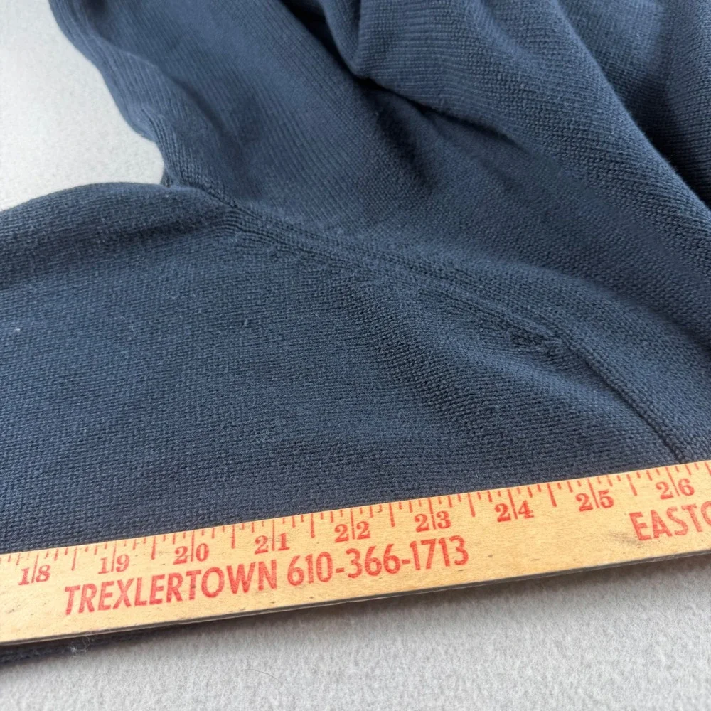 Eddie Bauer Mens XL Navy Blue Grey Stripe 1/4 Zip Cotton Knit Sweater 14303121